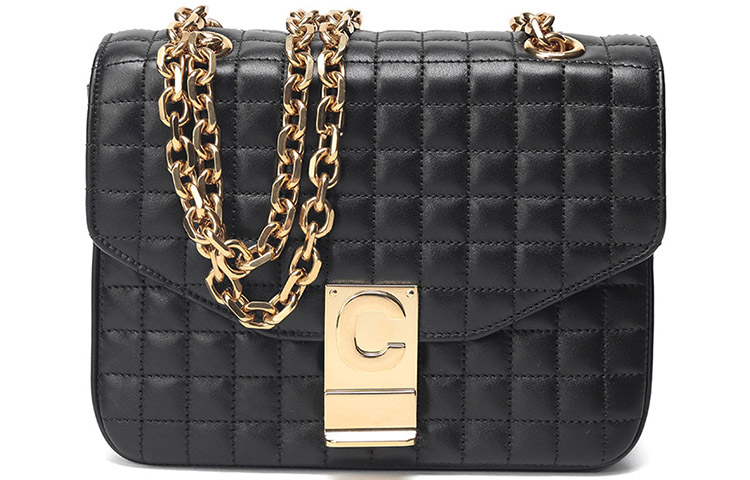 

Сумка через плечо женская черная CELINE из кожи коровы с цепью