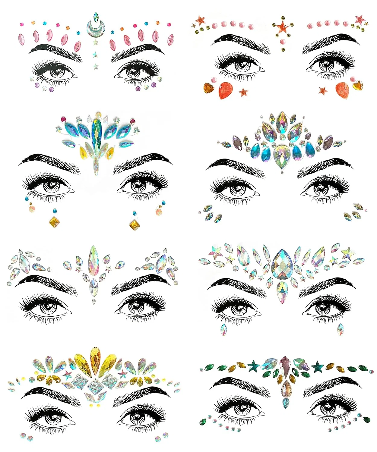 Набор временных татуировок для лица и тела, 8 шт. Shineyes, 8 Pcs No.02