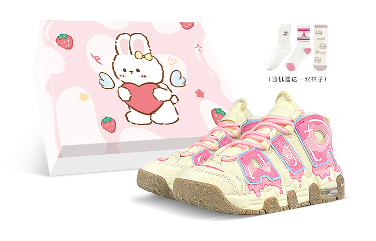 

Кроссовки Nike Air More Uptempo Vintage Basketball Shoes Women's Mid-top Beige/Pink, цвет Off White