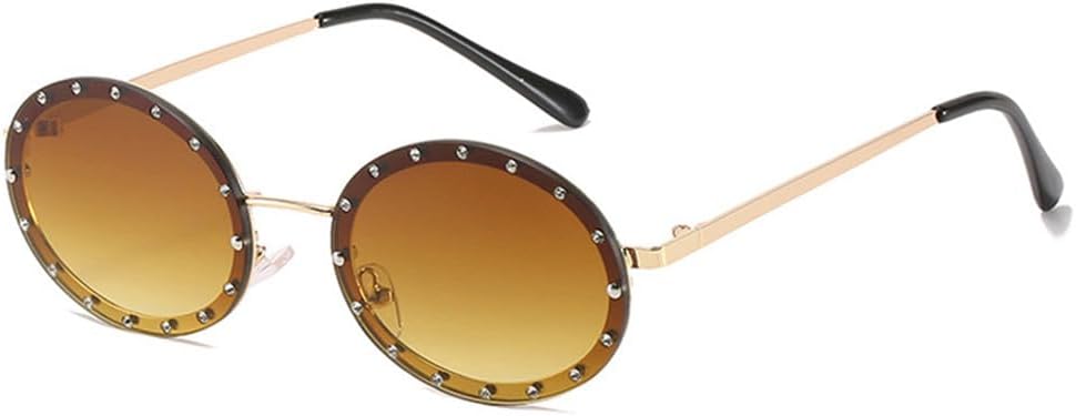 

Женские круглые солнцезащитные очки без оправы с металлическим покрытием и защитой от УФ-излучения UV400 для занятий спортом на открытом воздухе, бега и езды на велосипеде generic, Gold-brown