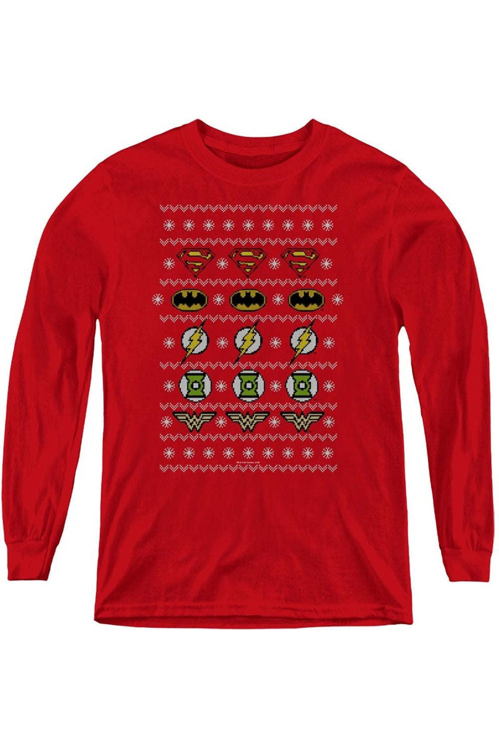 

Рождественский свитер с символикой Лиги справедливости Америки, молодежная толстовка с длинным рукавом Gildan, красный
