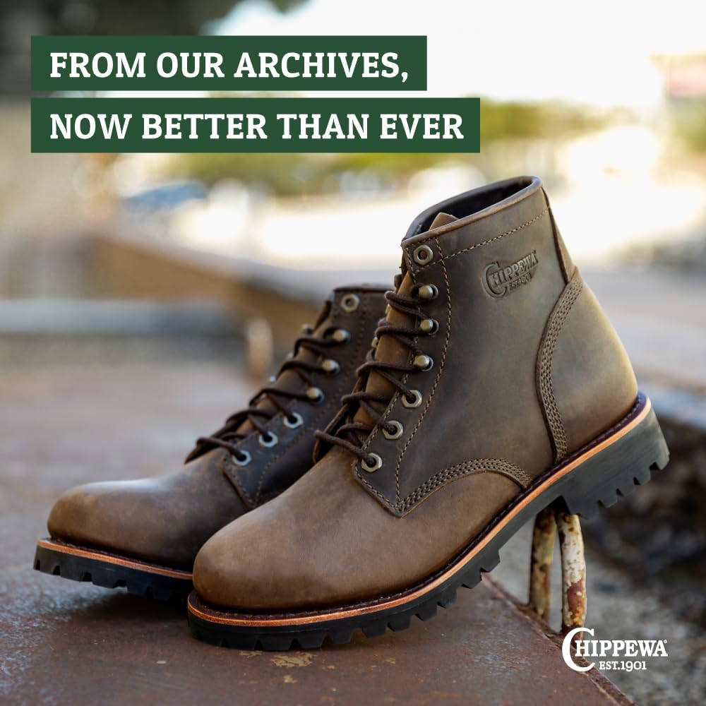 Мужские ботинки Chippewa Classic, кожаные, с ортопедическим комфортом, шоколадный цвет — фото 4