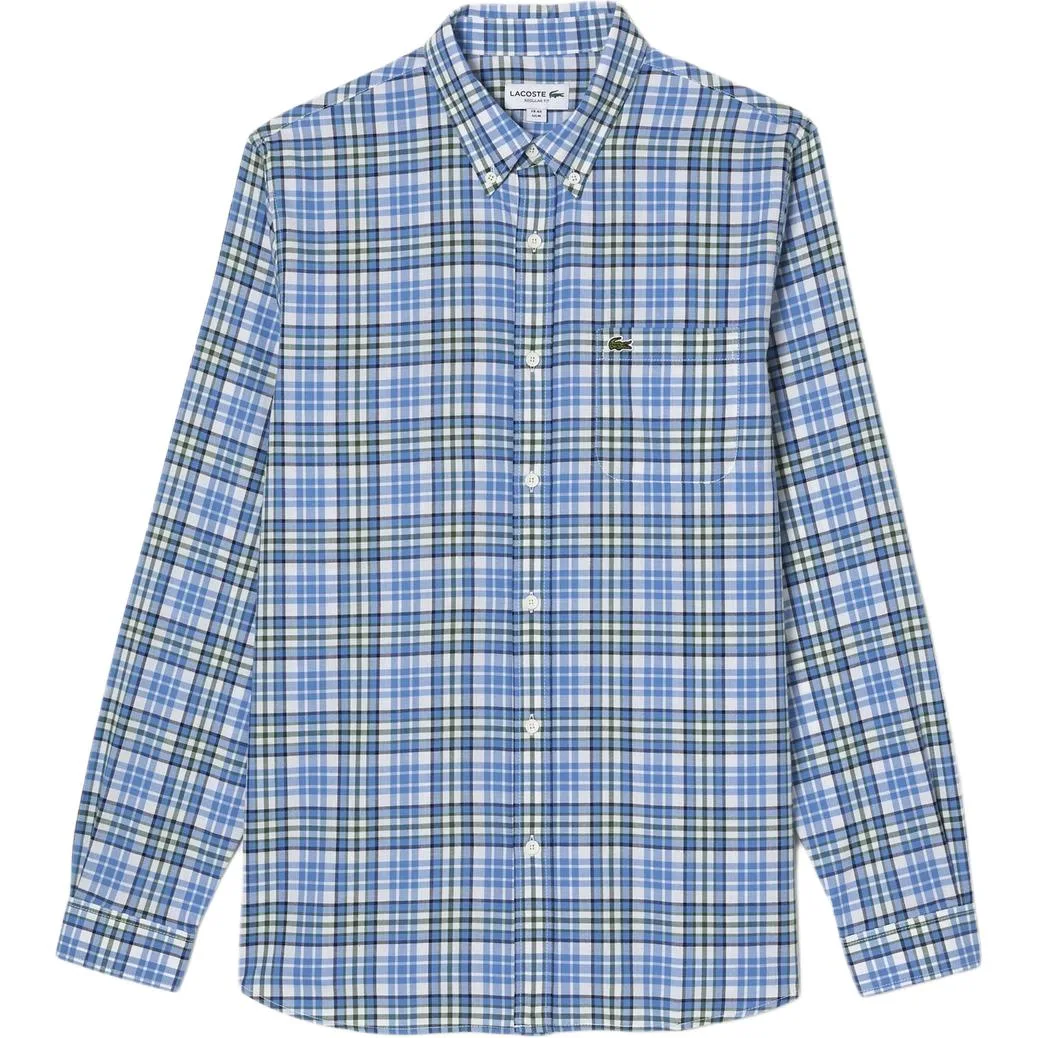 LACOSTE Рубашка мужская White/Blue Lapel Moderate