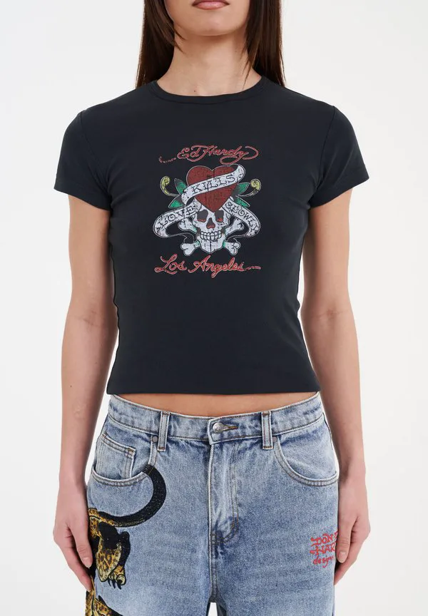 

Футболка с принтом «любовь медленно» Ed Hardy, Washed Black, Черный, Футболка с принтом «любовь медленно» Ed Hardy, Washed Black
