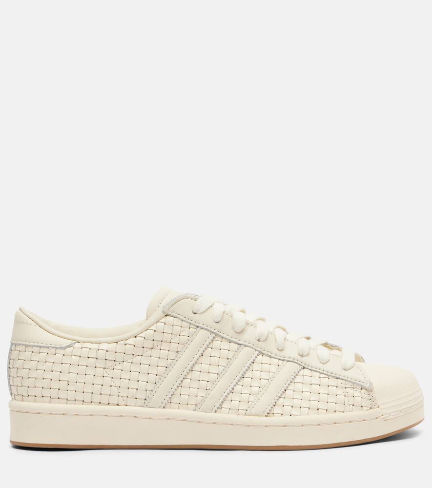 Винтажные кроссовки Superstar с плетением Adidas, Cream White/Cream White/Blue — фото 4