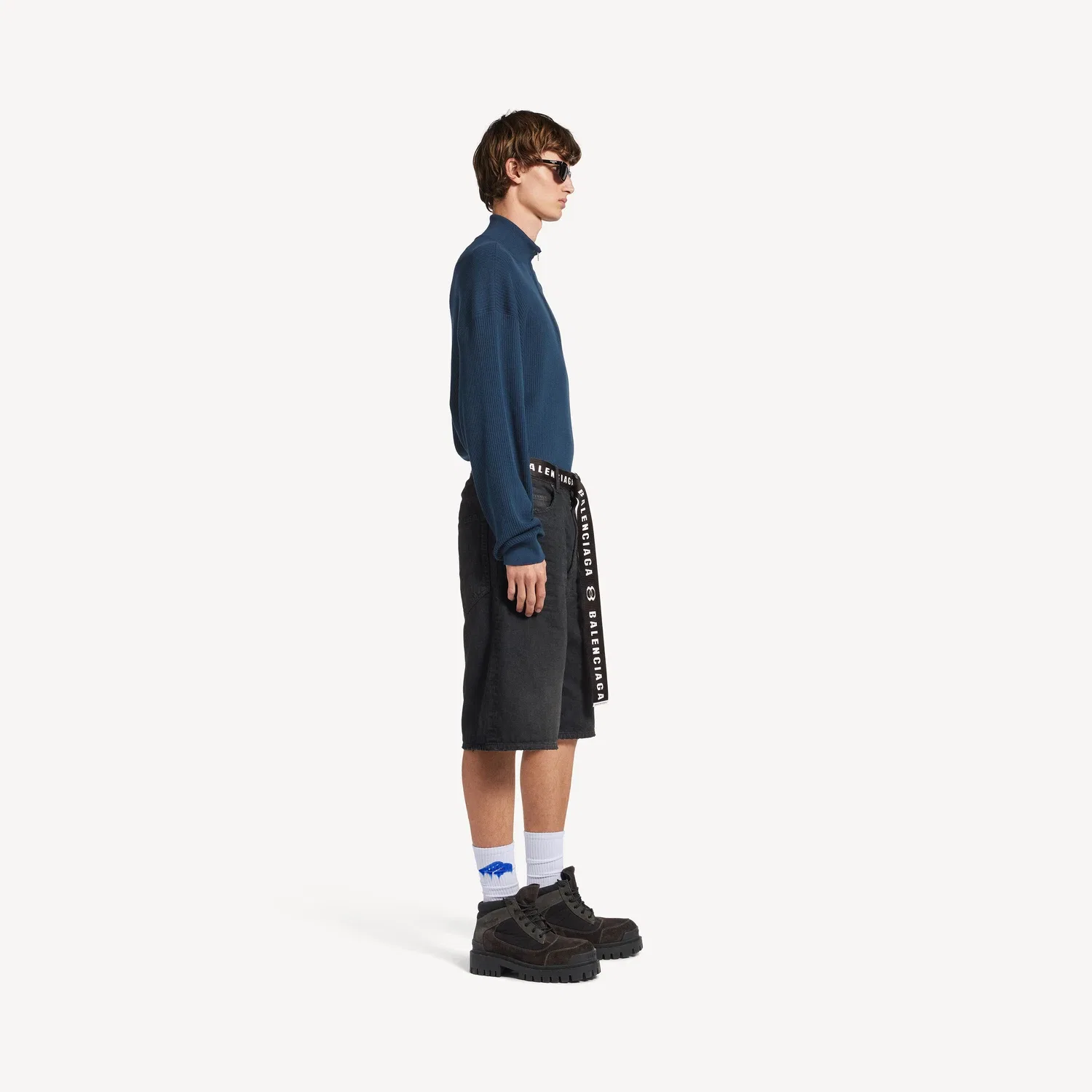 Мужские шорты с ремнем черного цвета BALENCIAGA, черный — фото 3