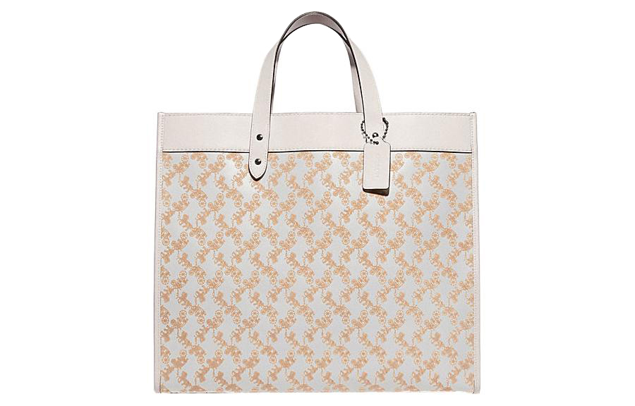 

Сумка-тоут из телячьей кожи Coach для покупок, через плечо, на плечо, мужская, меловая серая