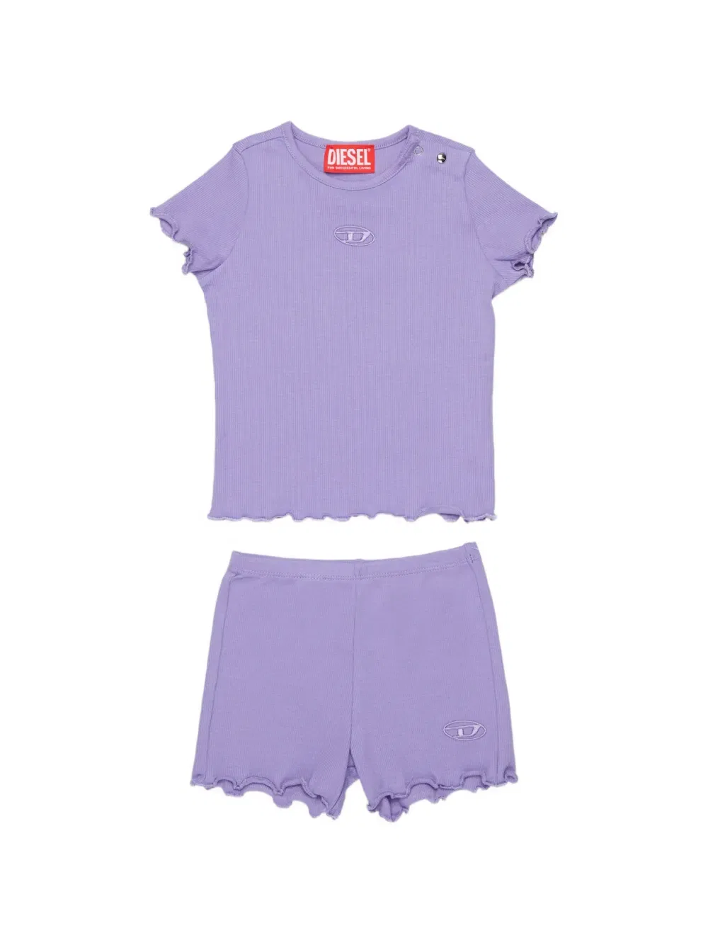 Комплект из футболки с рюшами и шорт Diesel Kids, фиолетовый