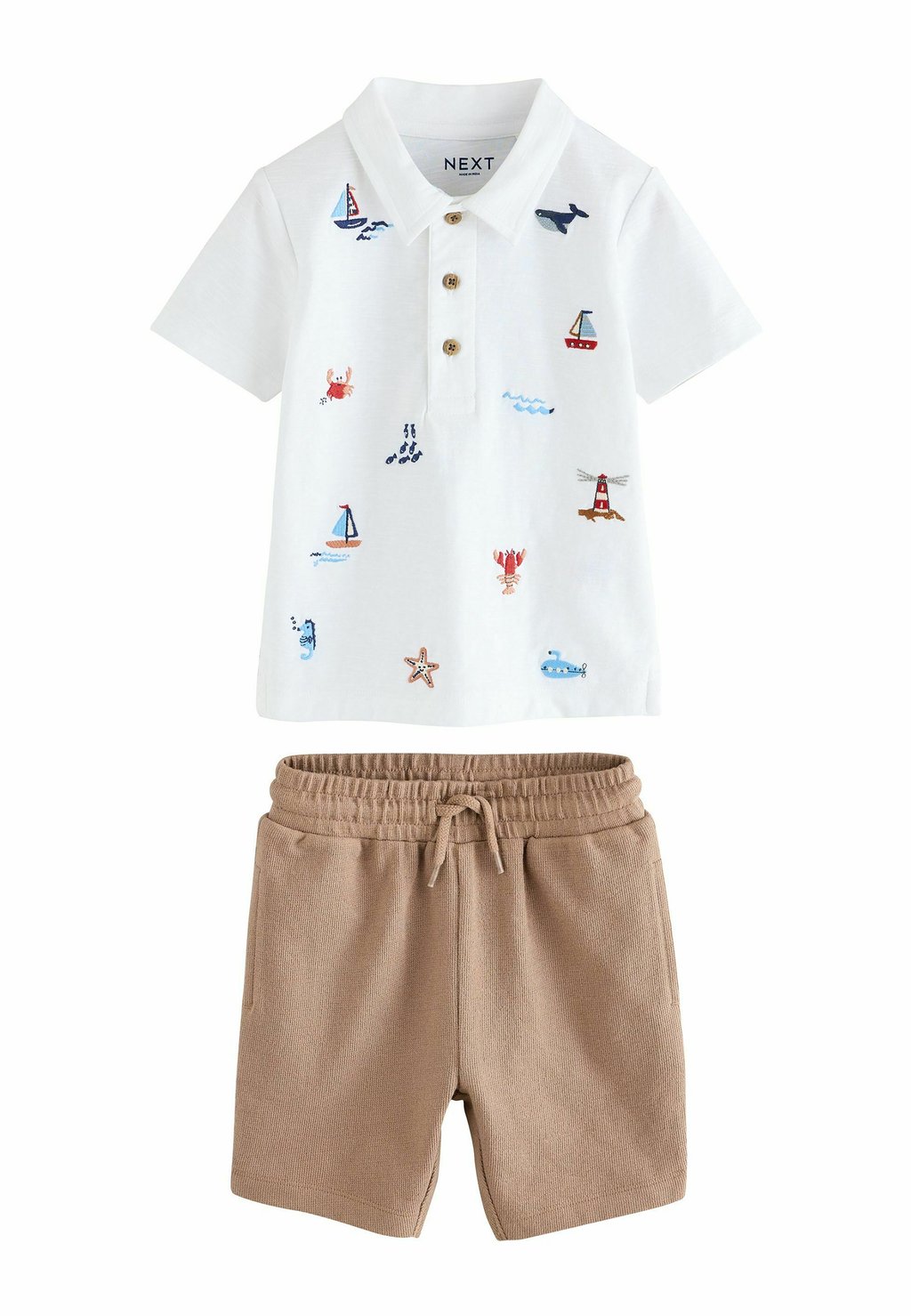 

Поло REGULAR FIT ALL-OVER-EMBROIDERED SET Next, белый