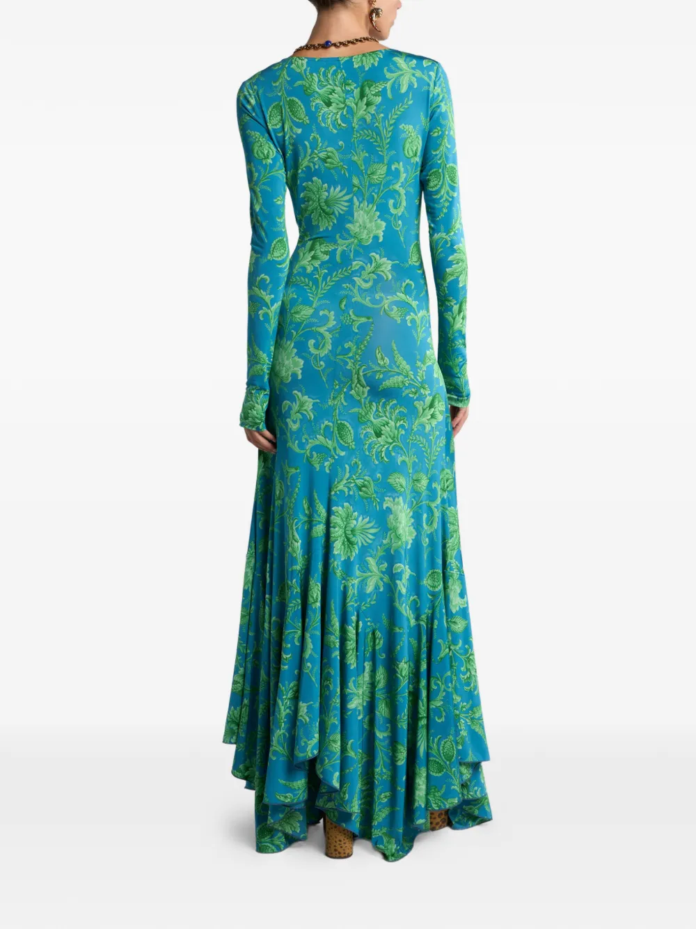 Платье макси цветочным декором Etro, синий — фото 3
