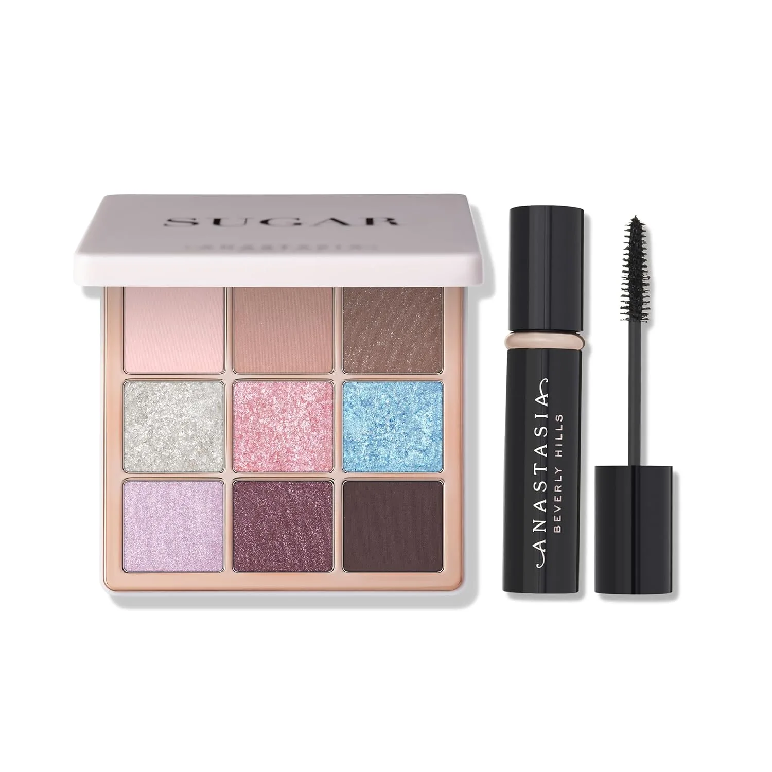 Палетка теней для век Anastasia Beverly Hills Mini Sugar и тушь для ресниц Mini Lash Sculpt Lengthening Volumizing Mascara.