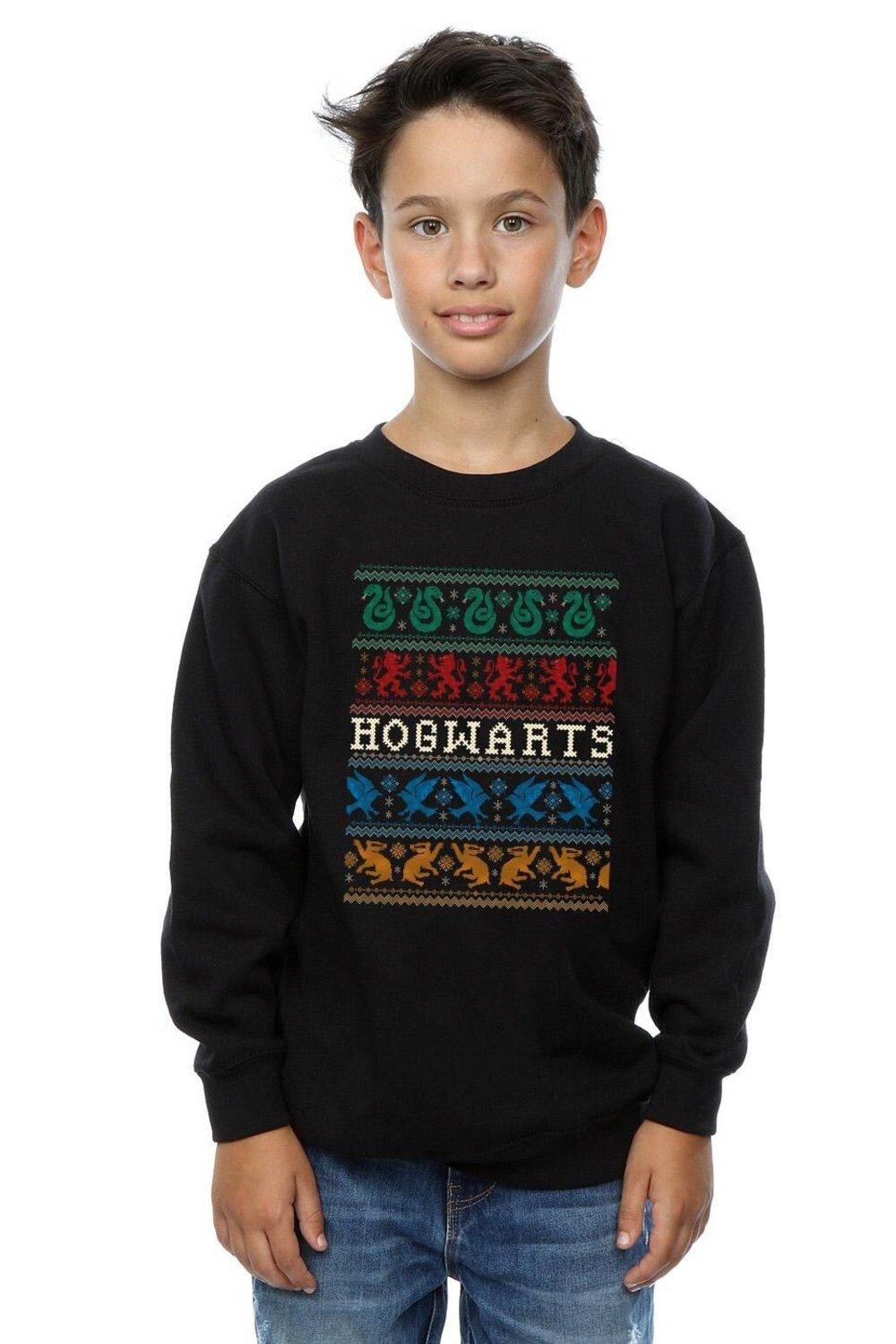 

Толстовка Christmas Fair Isle Houses Harry Potter, черный