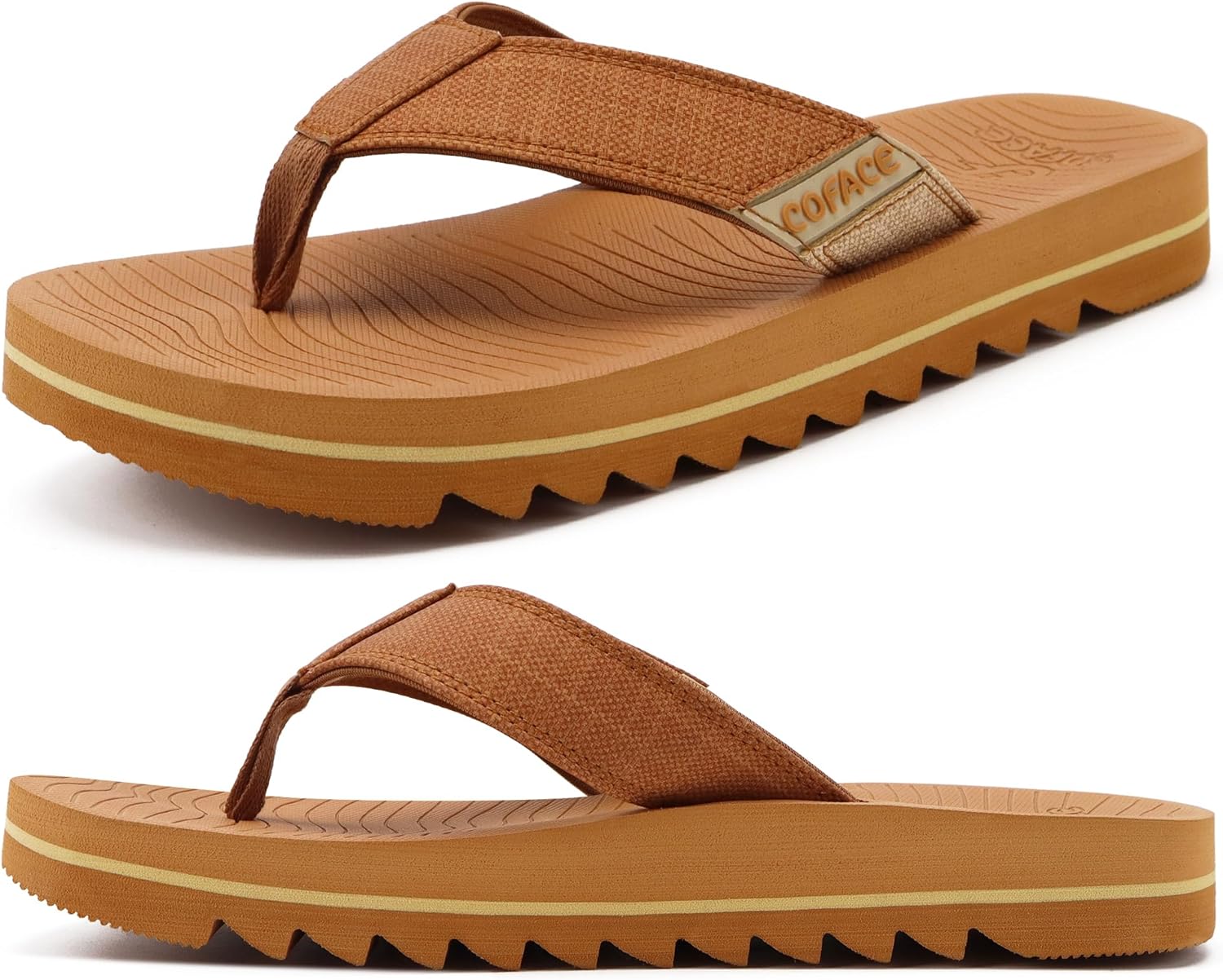

Мужские шлепанцы COFACE с поддержкой свода стопы, спортивные пляжные вьетнамки, кожаные сандалии для мужчин, лето 2025, хаки
