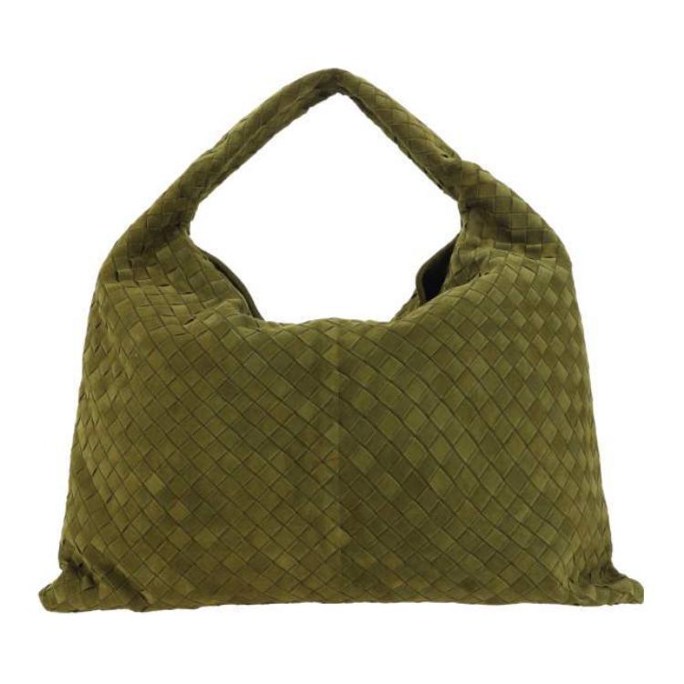 

Bottega Veneta Большая женская сумка через плечо из замши зеленого цвета