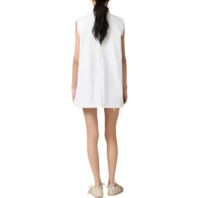 Платье мини из хлопка flared logo MIU MIU, White — фото 4