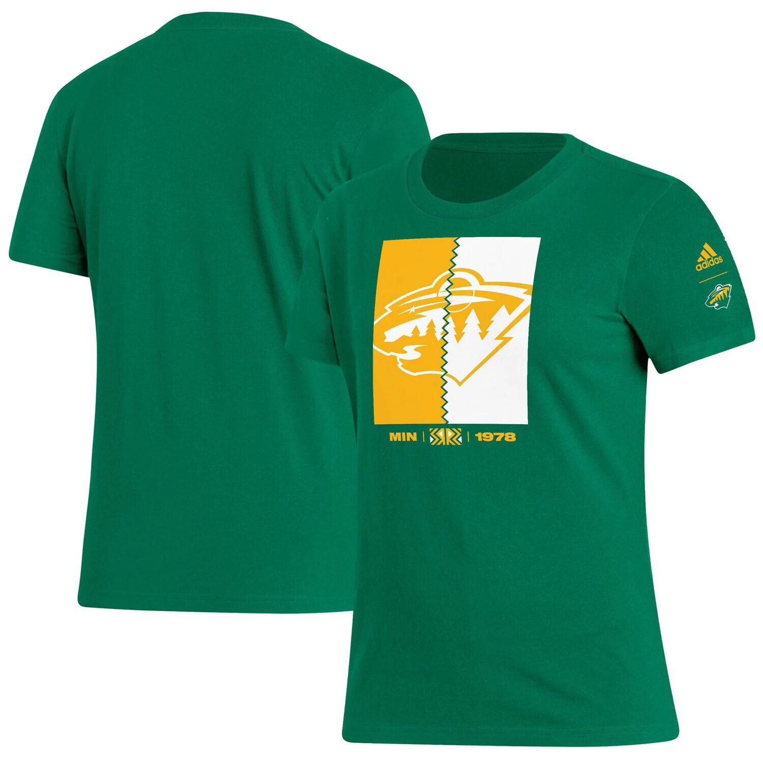 

Женская футболка adidas Kelly Green Minnesota Wild Reverse Retro 2.0 Playmaker adidas