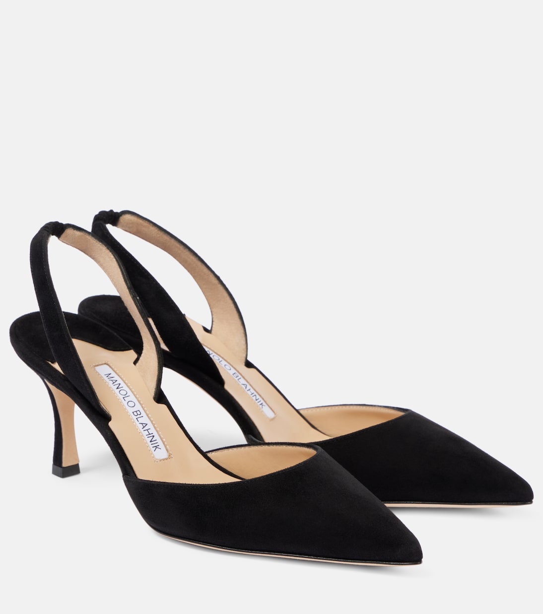 Кариолин 70 замшевые босоножки на шпильке с открытой пяткой Manolo Blahnik, 0015 Blck