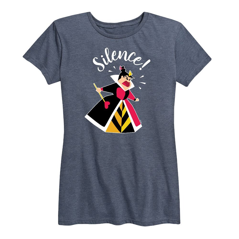 

Женская футболка Disney's Alice in Wonderland с рисунком Queen Of Hearts Silence, цвет Heather Blue