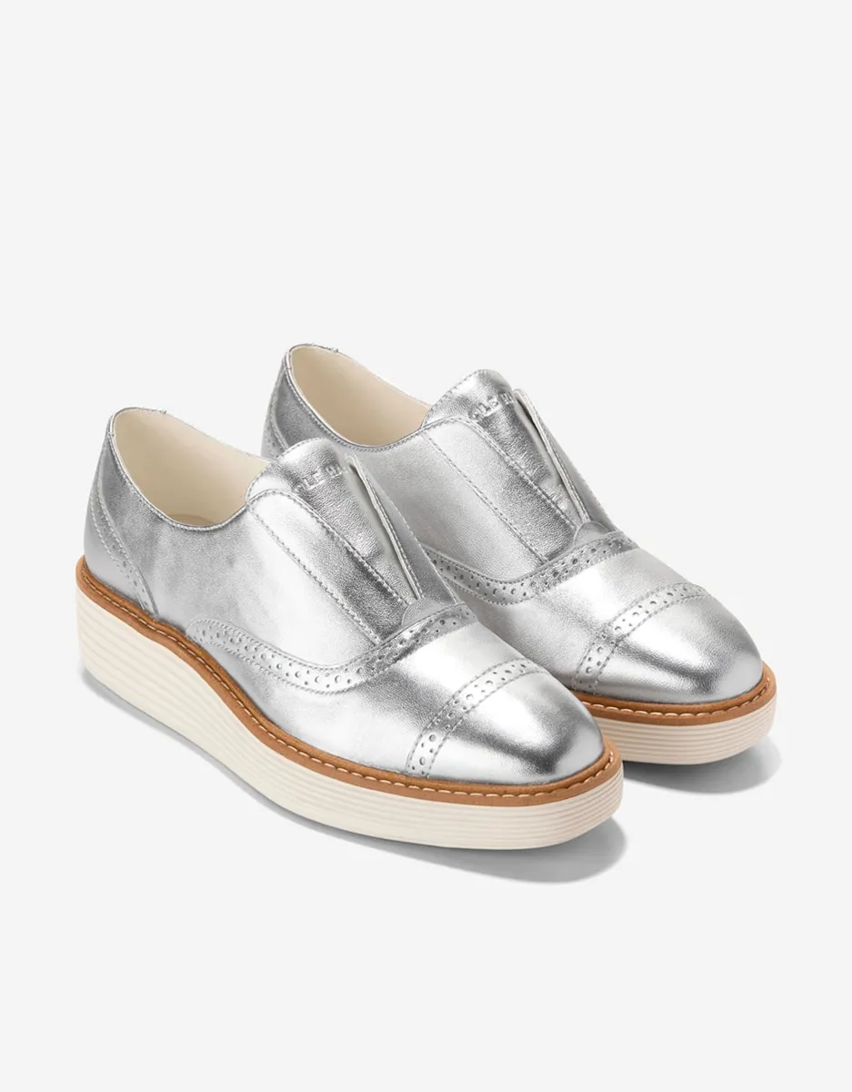 Блюхеры женские на платформе из кожи Cole Haan, серебряный — фото 4