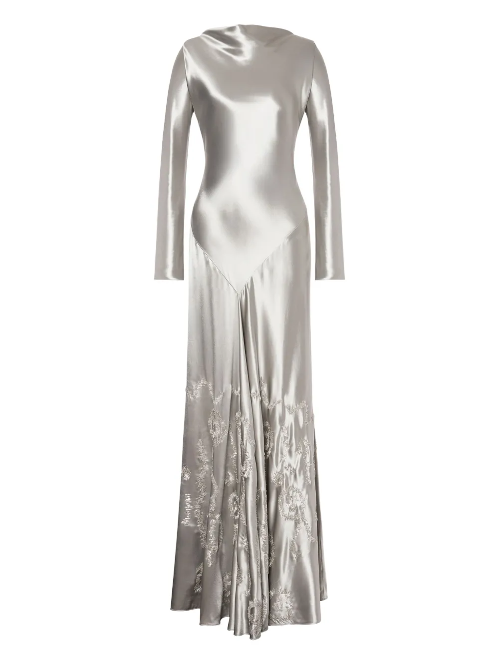 

Атласное платье макси Alberta Ferretti, серебяный