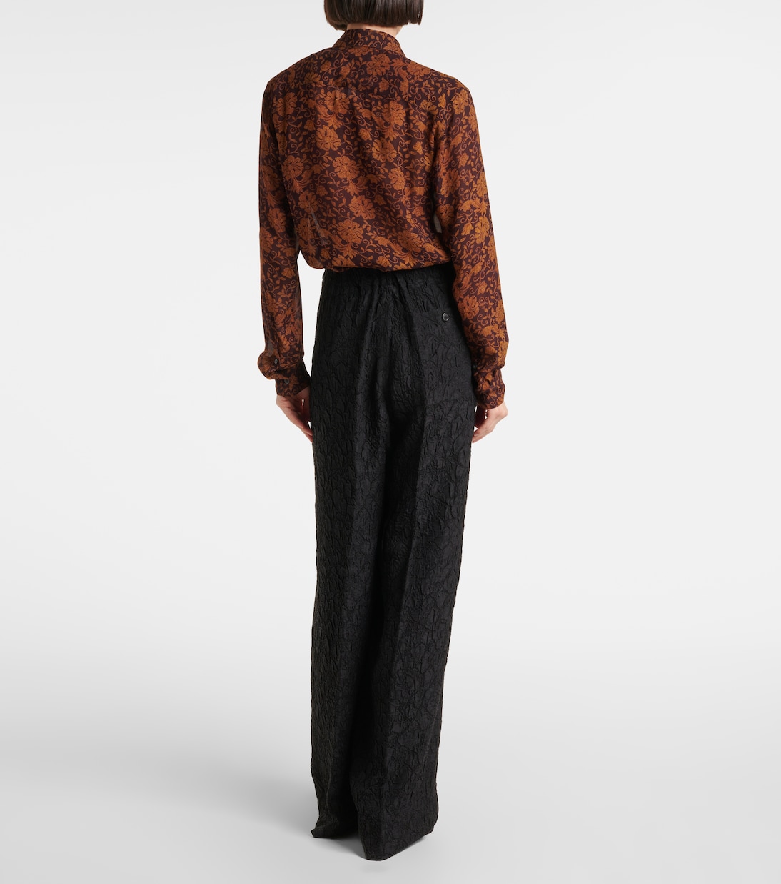 Широкие брюки с высокой талией Dries Van Noten, черный — фото 3