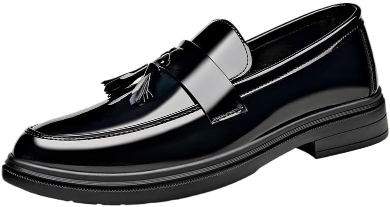 

Мужские кожаные лоферы с кисточками, классические пенни-лоферы без застежки, для делового и повседневного стиля, выпускного и вечеринки Hhhchpm, черный