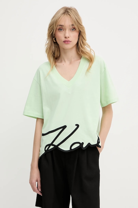 

Хлопковая футболка Karl Lagerfeld, зеленый