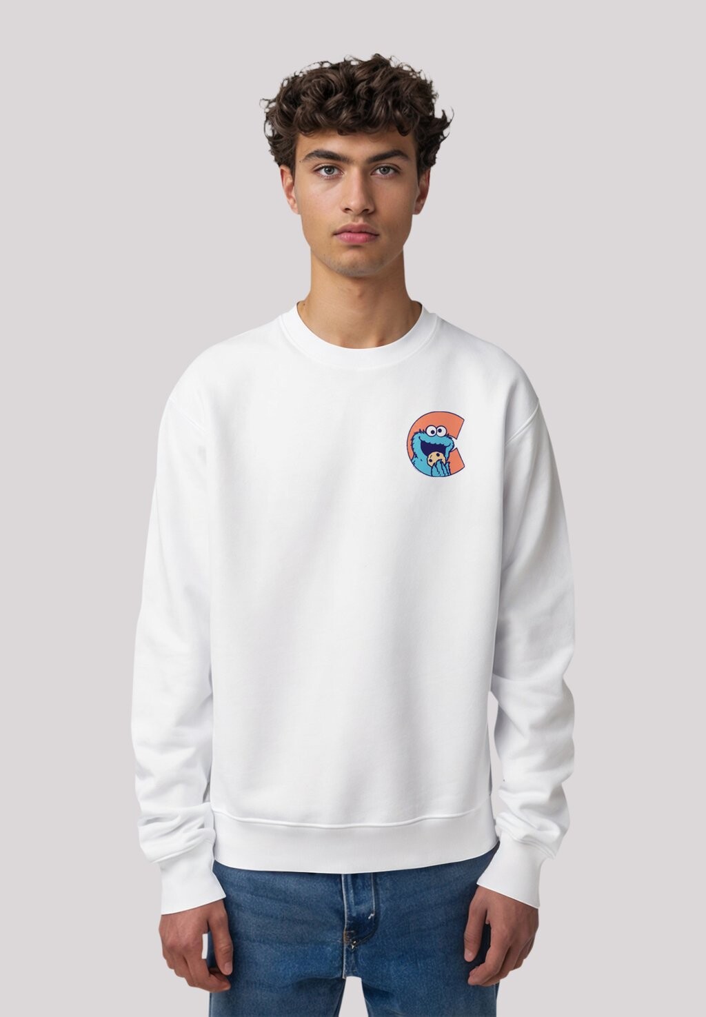 

Толстовка SESAMSTRASSE COOKIE MONSTER "C" F4NT4STIC, белый