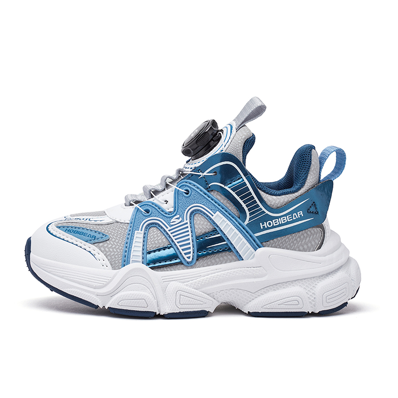

Кроссовки для бега для детей с противоскользящей амортизацией и износостойкостью HOBIBEAR, серый/синий/белый