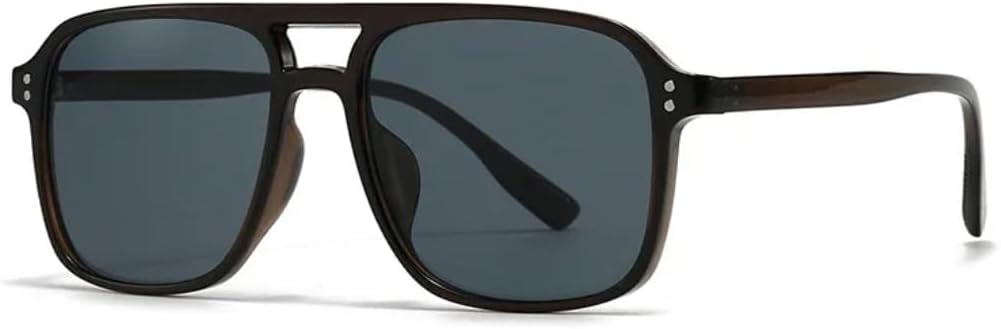 

Солнцезащитные очки с защитой UV400 | Двойная перемычка, заклепки, градиентный цвет | для женщин и мужчин, для занятий спортом на открытом воздухе и вождения (серый) LXLHWN, Dark Brown Gray