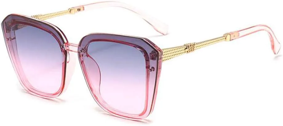 

Новый стиль, авангардные прозрачные солнцезащитные очки, милые дужки, солнцезащитные очки в крупной оправе, защита от ультрафиолета Weloveushop, Pink Frame Blue Pink