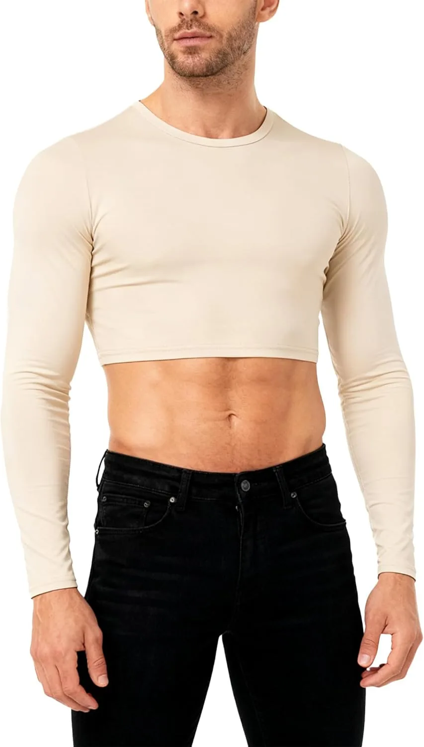 

Мужской однотонный укороченный лонгслив с круглым вырезом Lpdshaa