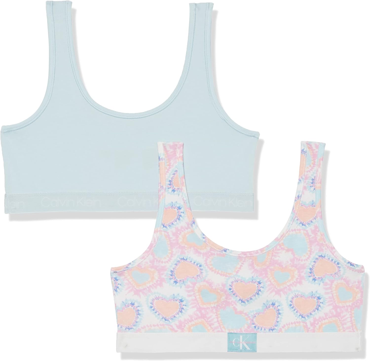 

Комплект из 2 бюстгальтеров-бралеттов Calvin Klein Girls Modern Cotton, Heart Tie Dye/Empyrean Blue