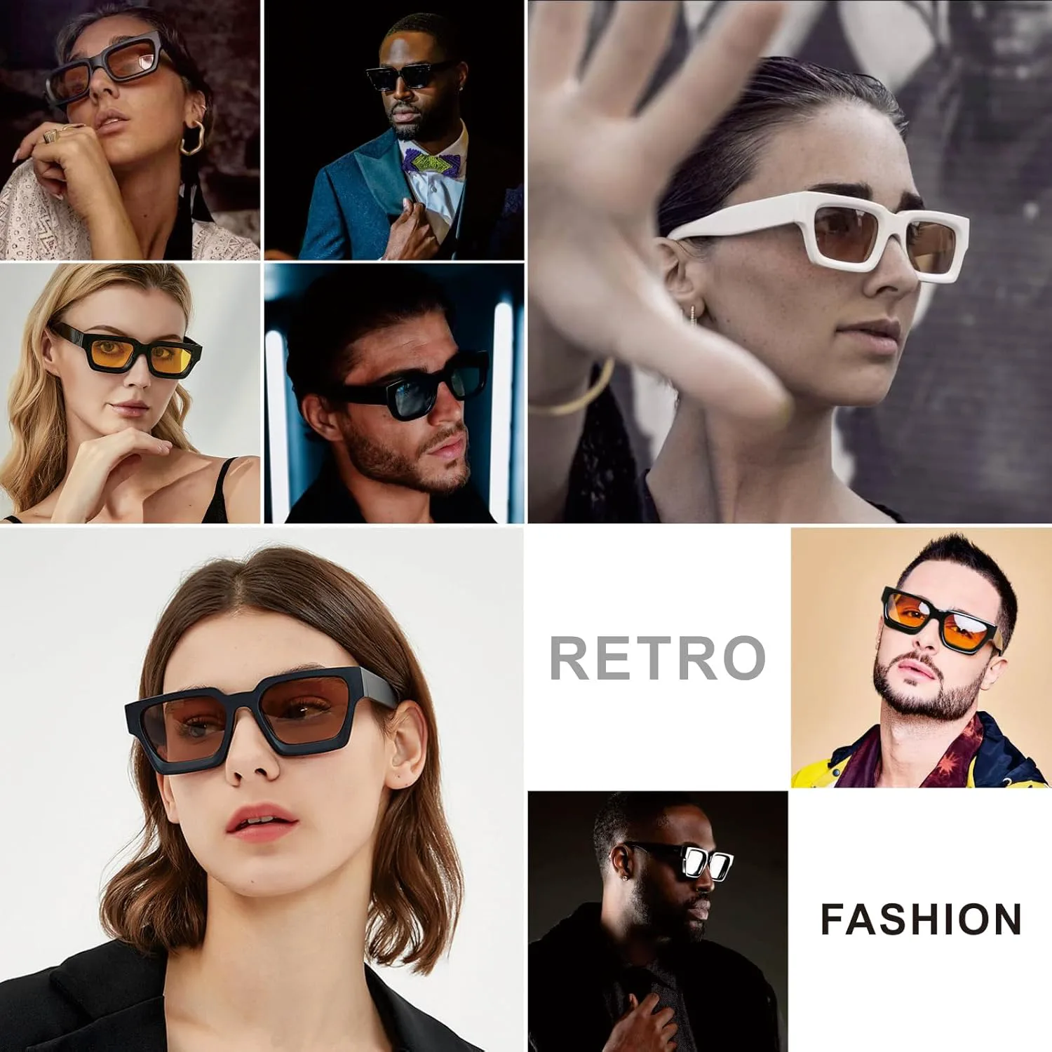 

Ретро-солнцезащитные очки в толстой квадратной оправе для женщин и мужчин, массивные прямоугольные солнцезащитные очки черного цвета Kyiduo, B-black/Black