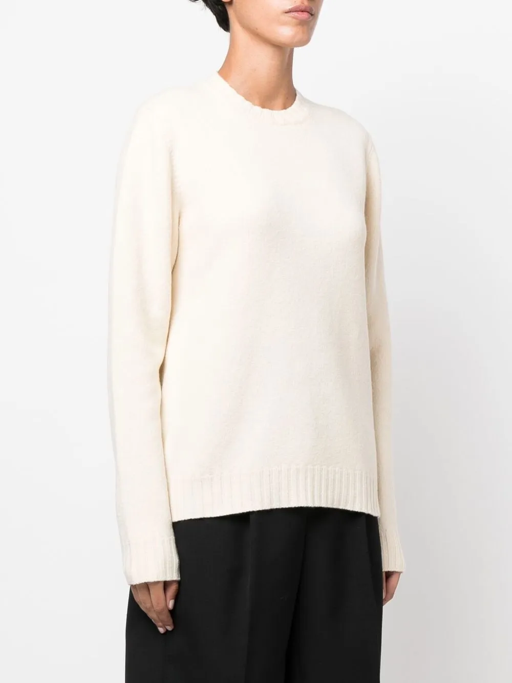 Шерстяной джемпер с круглым вырезом JIL SANDER, нейтральный — фото 3