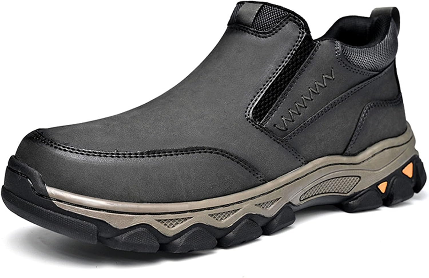 

Мужские винтажные кожаные слипоны для походов, водонепроницаемые повседневные лоферы, прочная обувь для работы и прогулок Zppordmr, серый