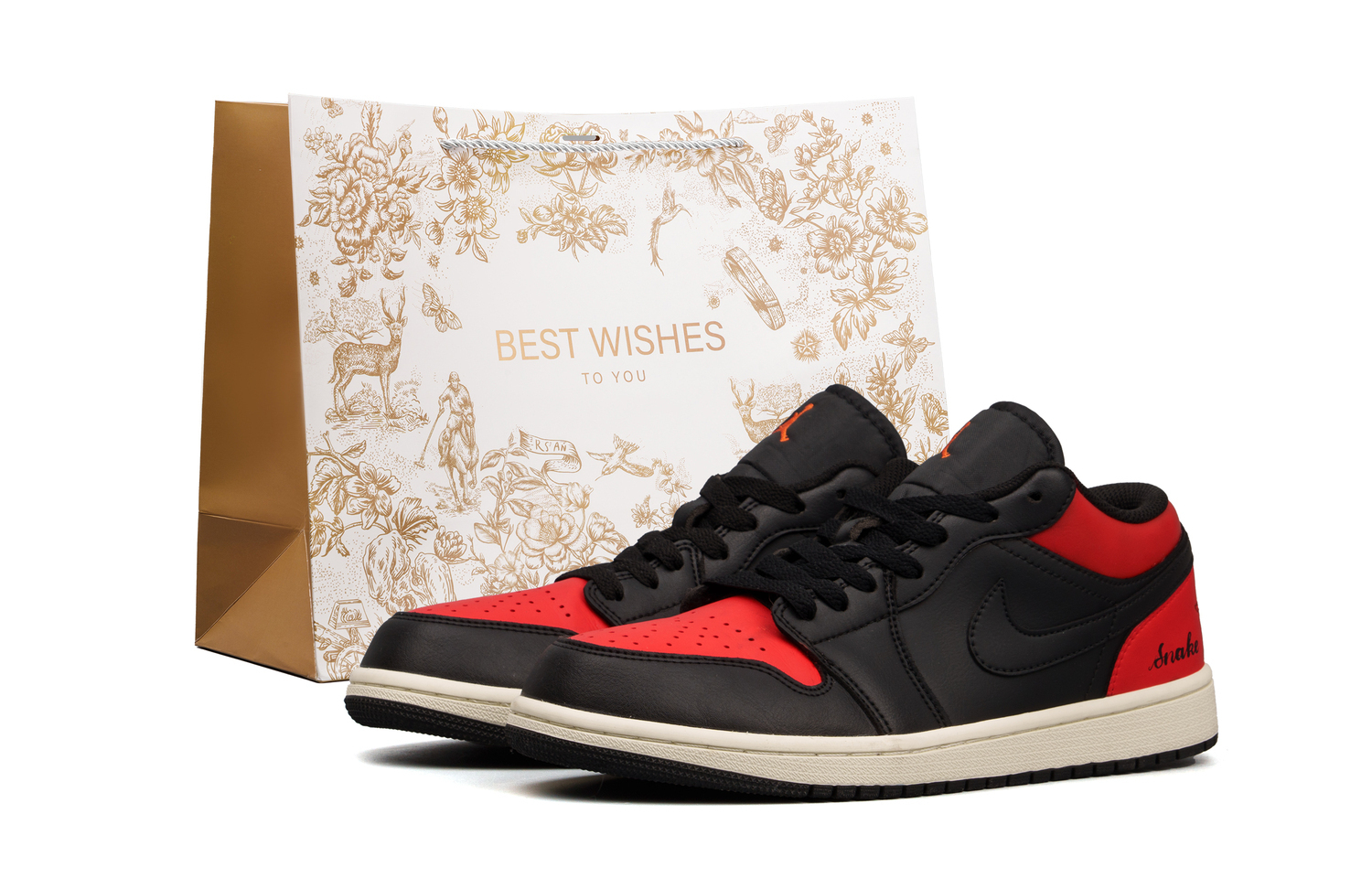 

Jordan Кроссовки для баскетбола в винтажном стиле с амортизацией Air 1, износостойкие, низкие, черный с красными элементами