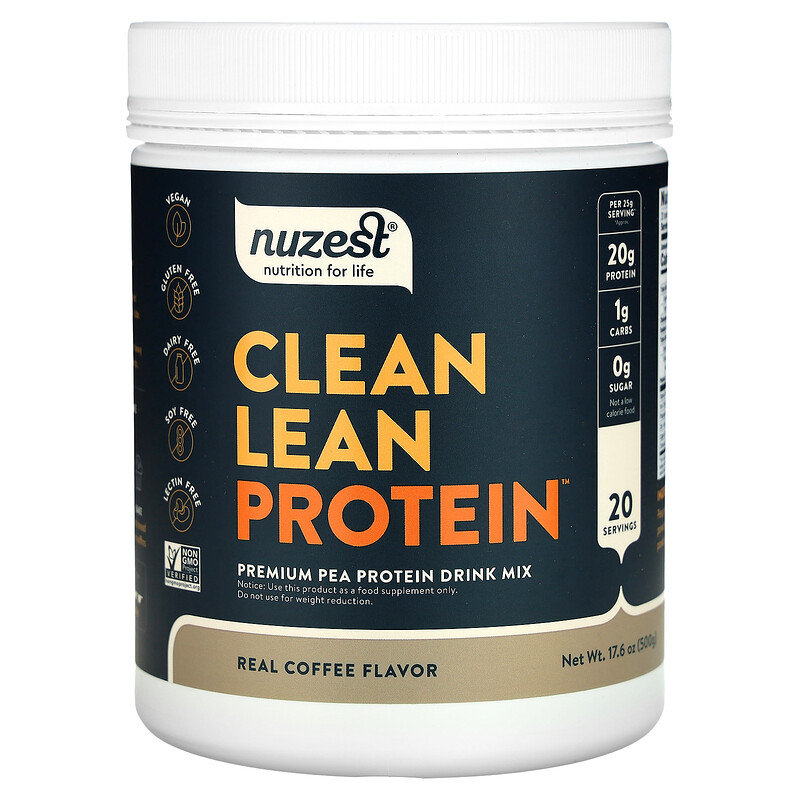 

Nuzest, Clean Lean Protein, натуральный кофе, 500 г (17,6 унции)