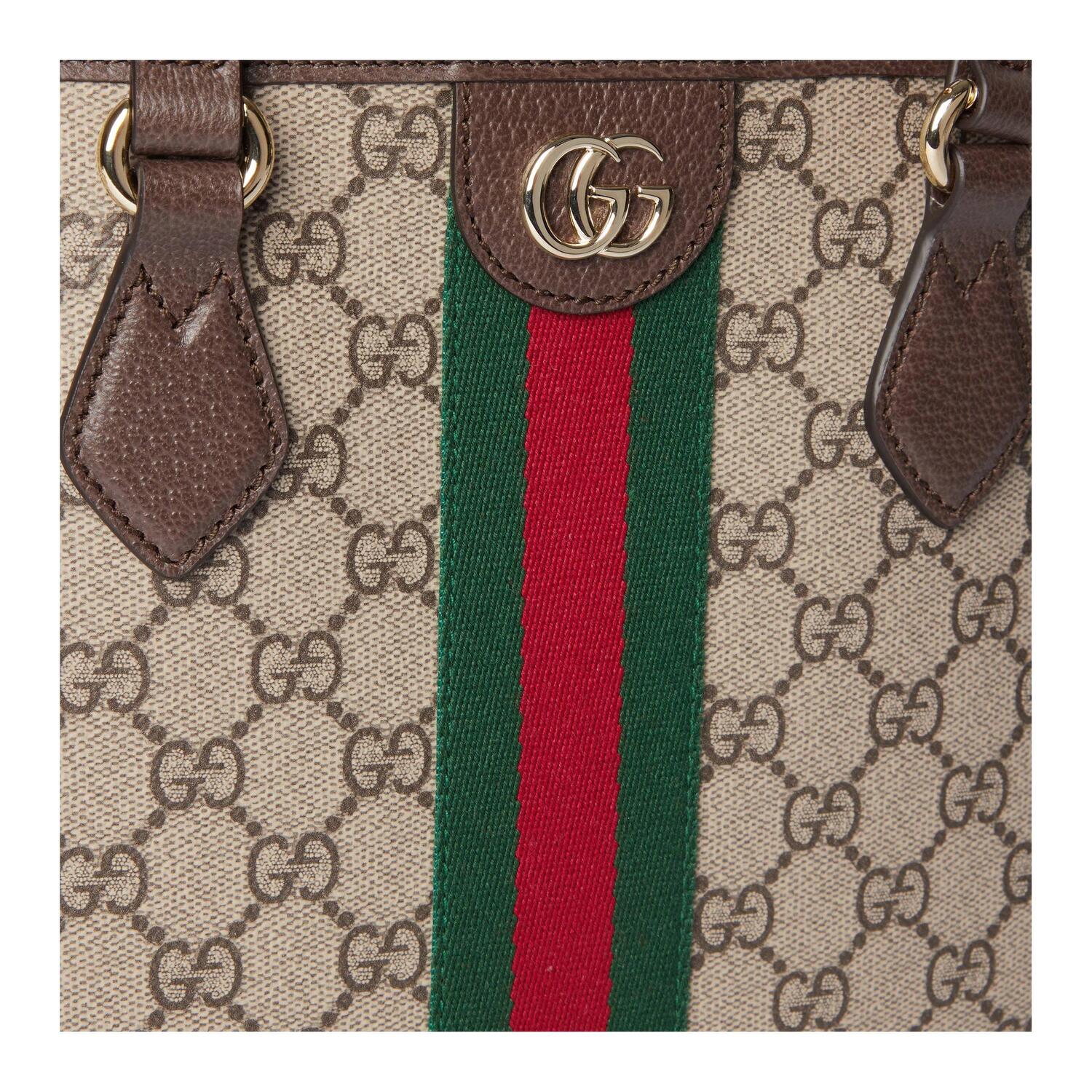 GUCCI Сумка Ophidia Coated Fabric, шоппер, дамская сумка, сумка через плечо средний размер женская бежевая и коричневая — фото 4