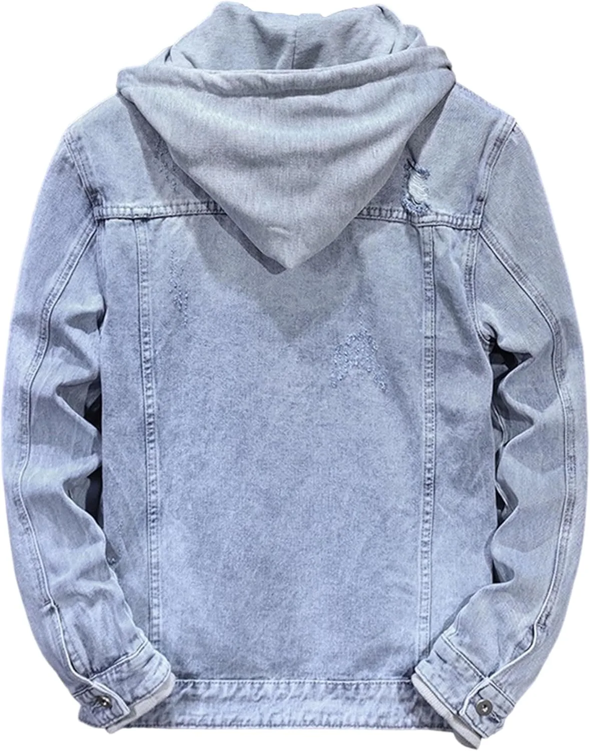 Мужская джинсовая куртка с капюшоном Casual Slim Fit Generic, светло-голубой — фото 4