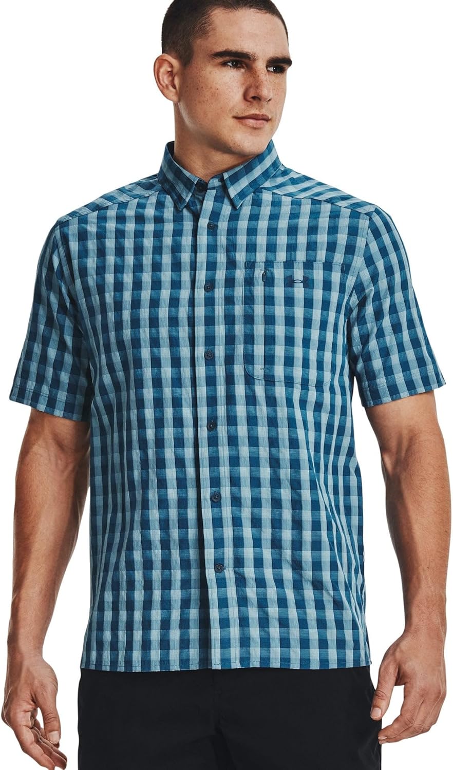 

Мужская клетчатая футболка Drift Tide 2.0 от Under Armour с коротким рукавом, Deep Sea (458)/Deep Sea