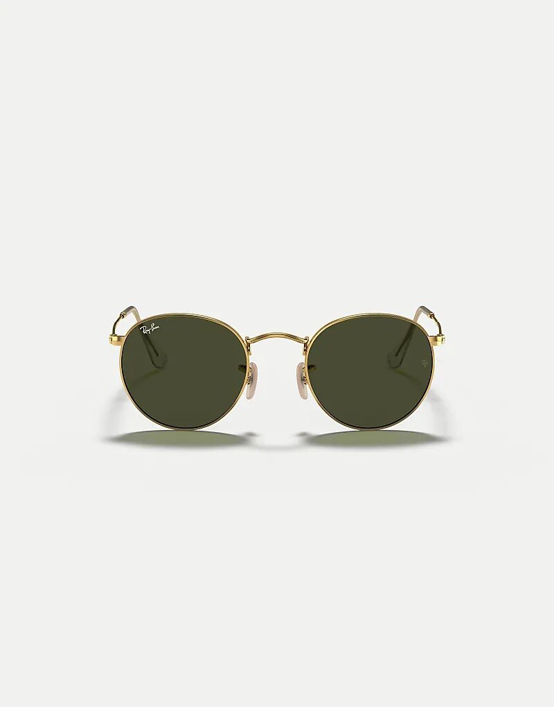 

Солнцезащитные очки Ray-Ban Round с металлической оправой и зелеными линзами в цвете Arista Gold