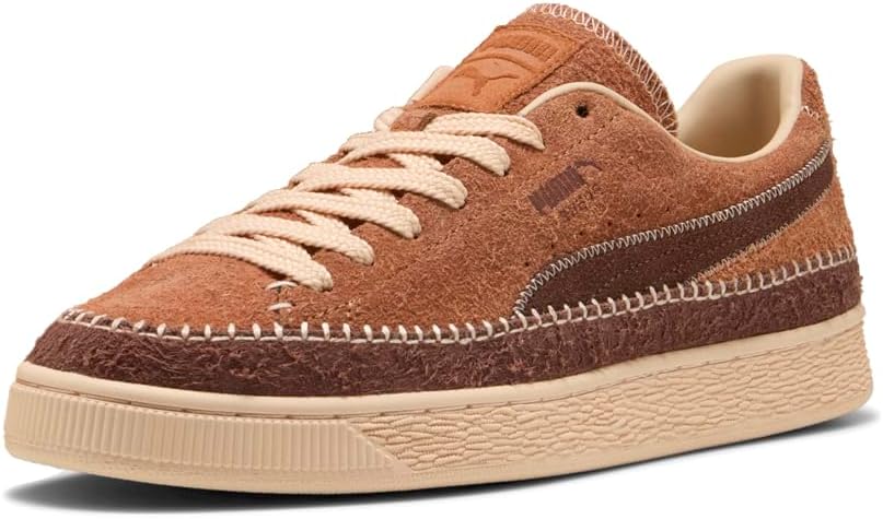 Мужские замшевые мокасины PUMA с шнуровкой, повседневные кроссовки - коричневые — фото 2