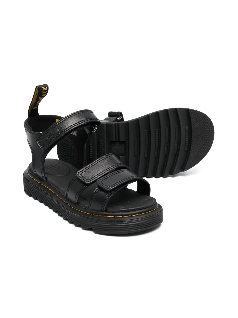 Сандалии с открытым носком и логотипом Dr. Martens Kids, черный — фото 2