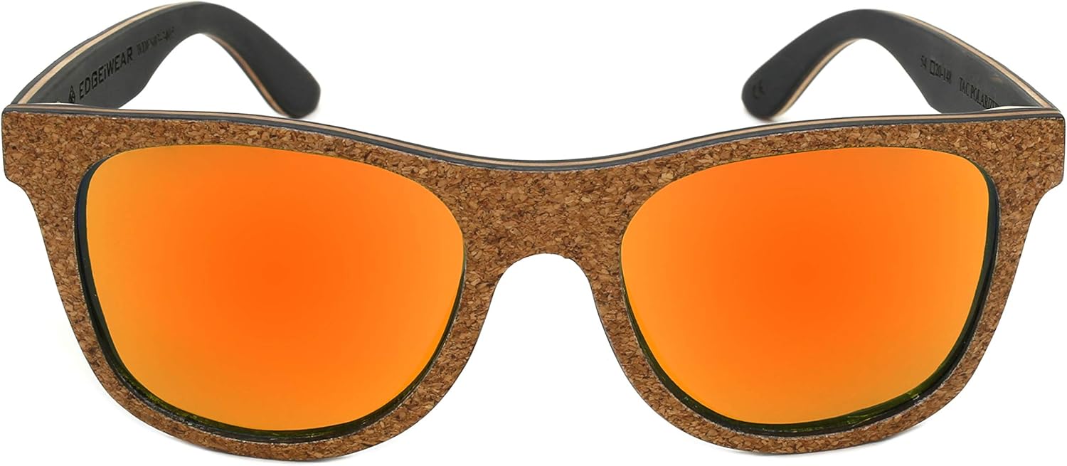 

Солнцезащитные очки EDGEIWEAR в оправе из натуральной пробки, поляризованные, экологичные, с цветными зеркальными линзами, в комплекте бамбуковый футляр WDES03-P1RRV(rrv), 03:brown Corkwood Frame/Polarized Red Mirrored Lens