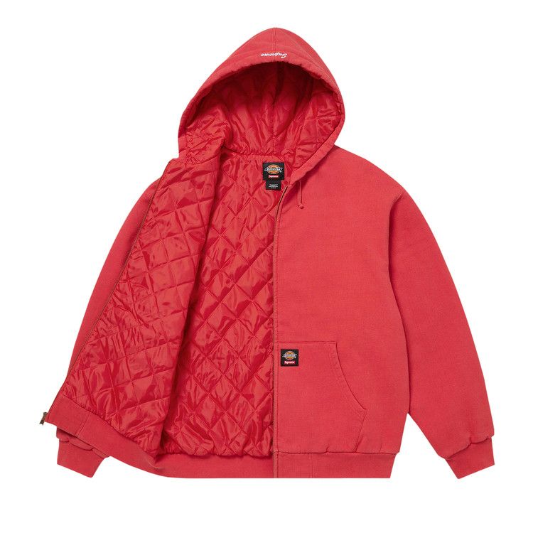 Толстовка Supreme x Dickies Quilted Lined Zip Up Hooded Sweatshirt, Burnt Red — фото 2