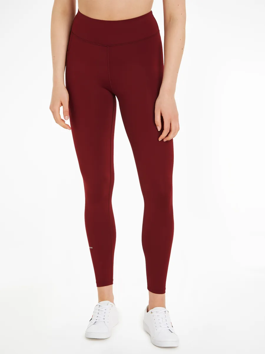 

Спортивные функциональные леггинсы Tommy Hilfiger "ESS RW MINI CORP LEGGING" с высоким поясом и надписью логотипа Hilfiger на манжетах ног Tommy Hilfiger Sport, цвет Deep_Rouge