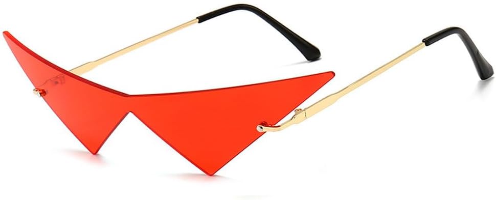 

Большие солнцезащитные очки «кошачий глаз» без оправы для женщин, цельные линзы, женские треугольные очки, мужские очки с защитой от УФ-излучения UV400 HYYZZC, C3gold-red