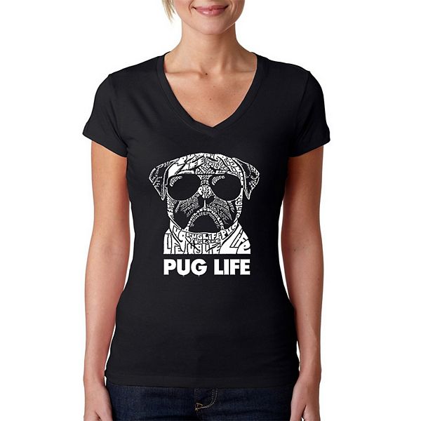 

Футболка V-образного выреза Pug life с принтом La Pop Art
