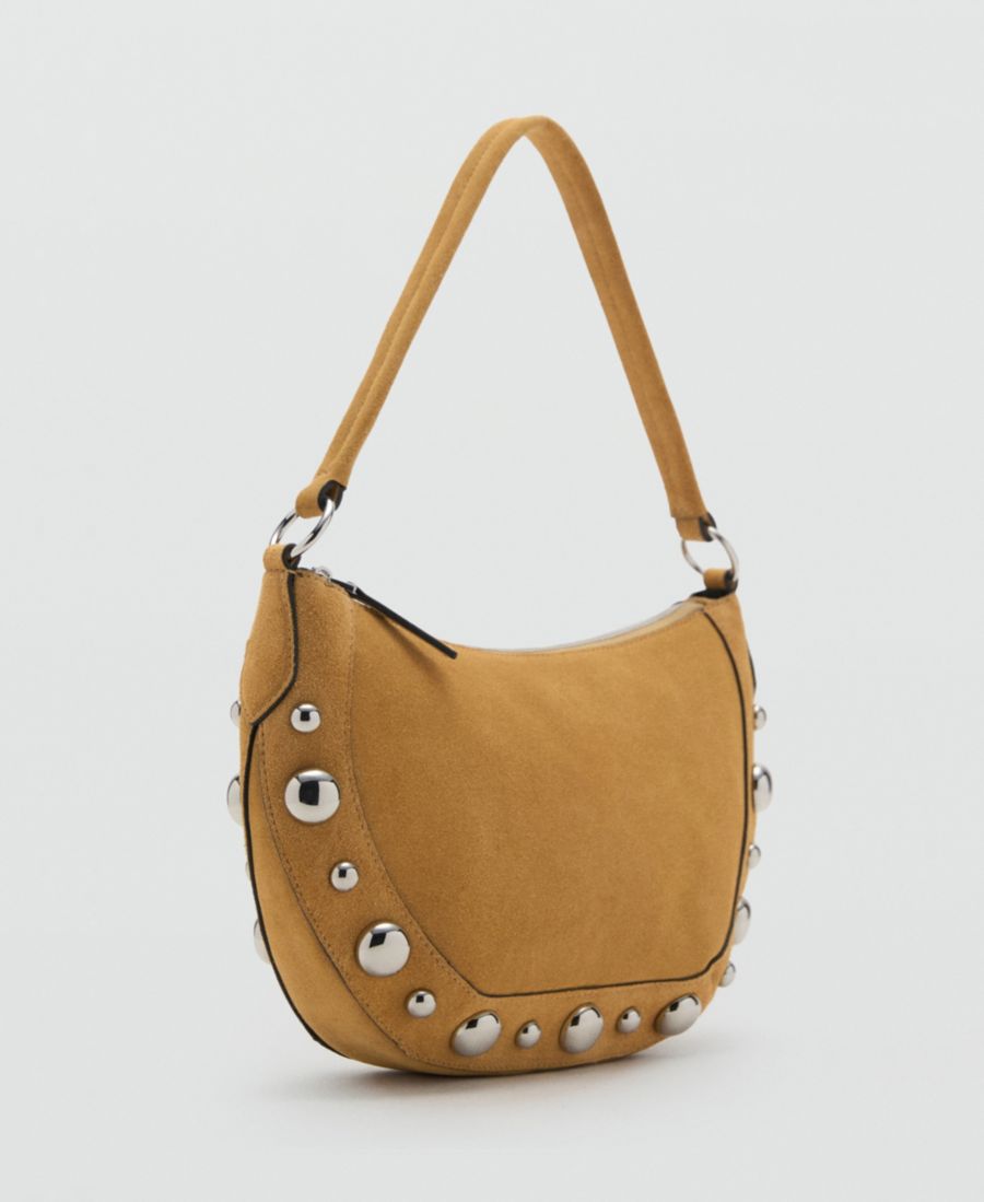 

Женская замшевая сумка среднего размера с заклепками MANGO, Mustard